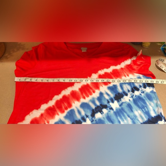 Chico's Zenergy Vibrant Red, White & Blue T-shirt Sz. 4 or 20-22 - Picture 4 of 5